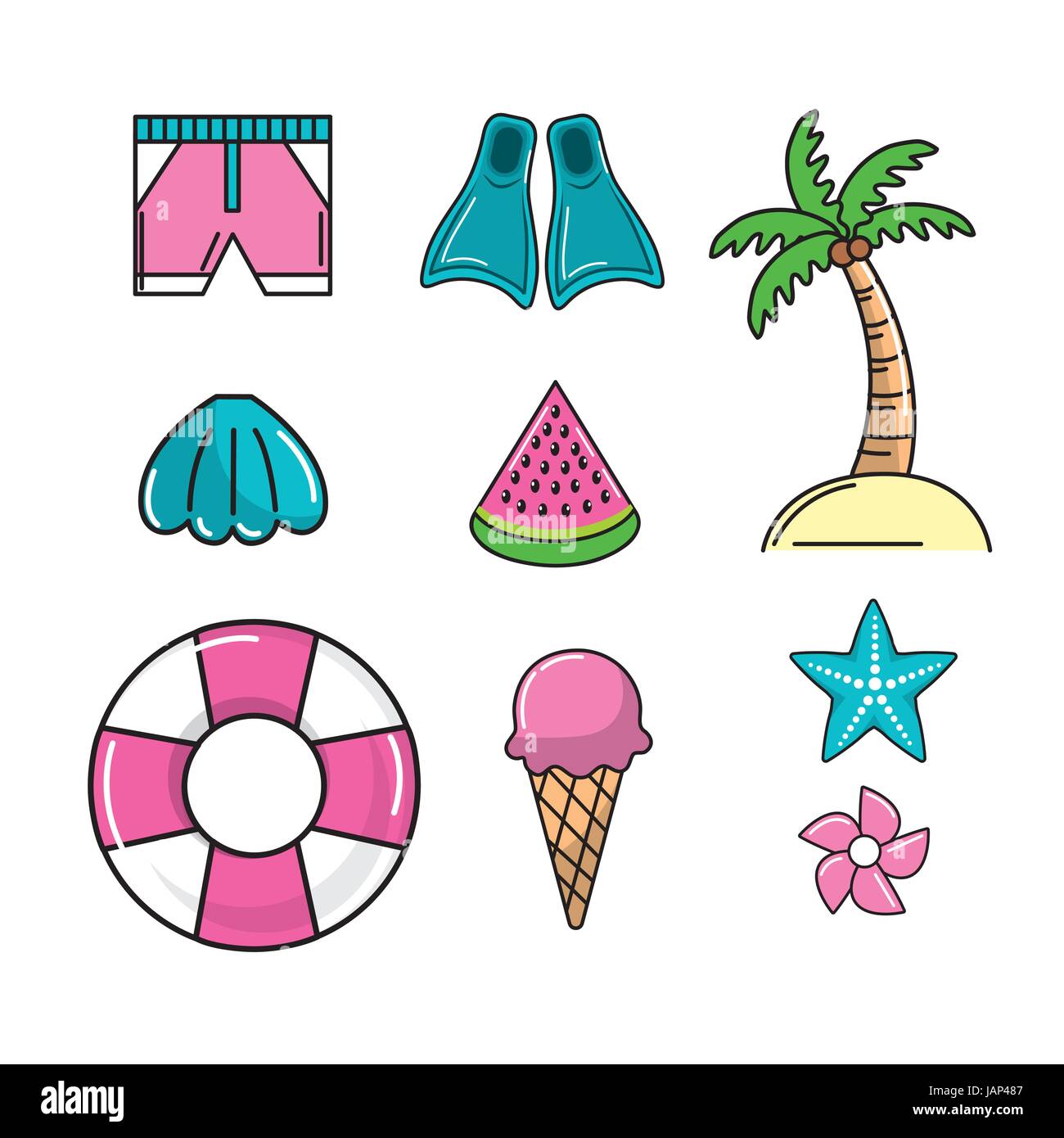 set-activities-to-do-in-the-beach-and-summer-days-stock-vector-image