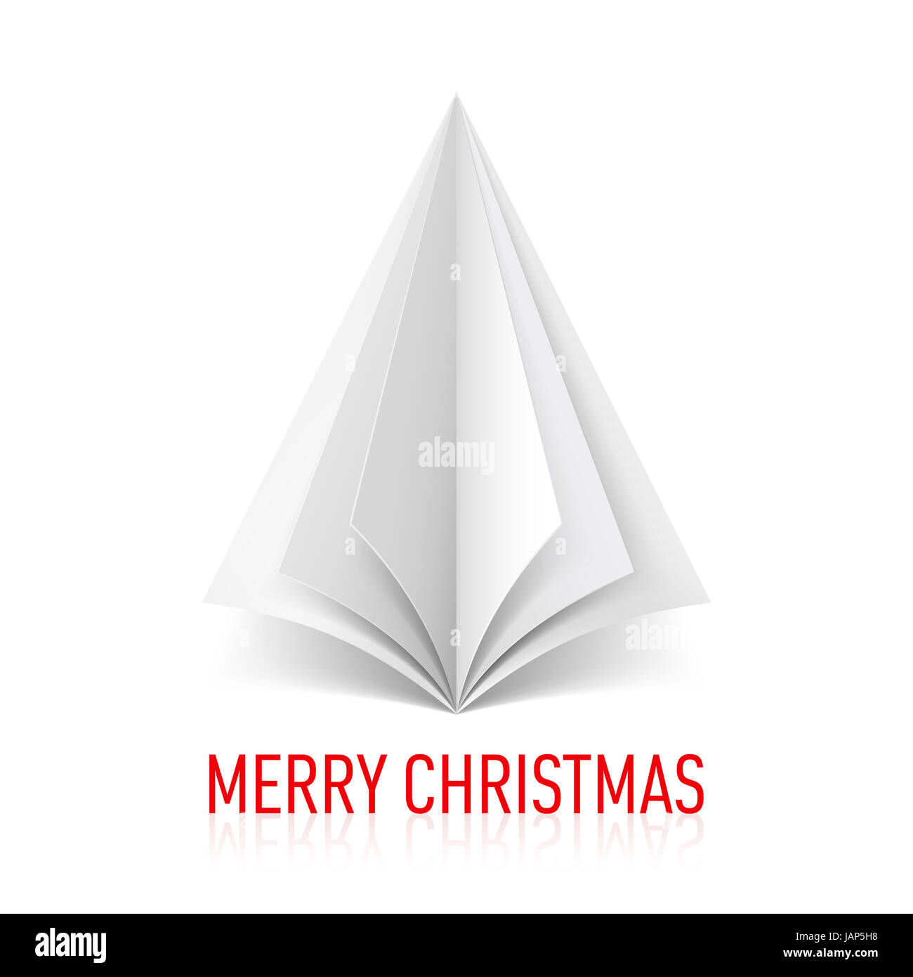 Abstract white paper tree on white background. Christmas card Stock ...