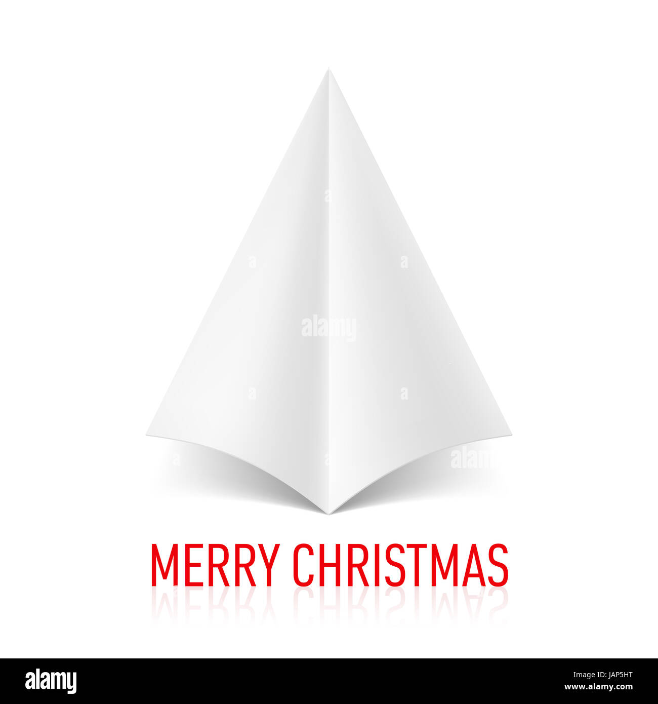 Abstract white paper Christmas tree on white background. Greeting card ...