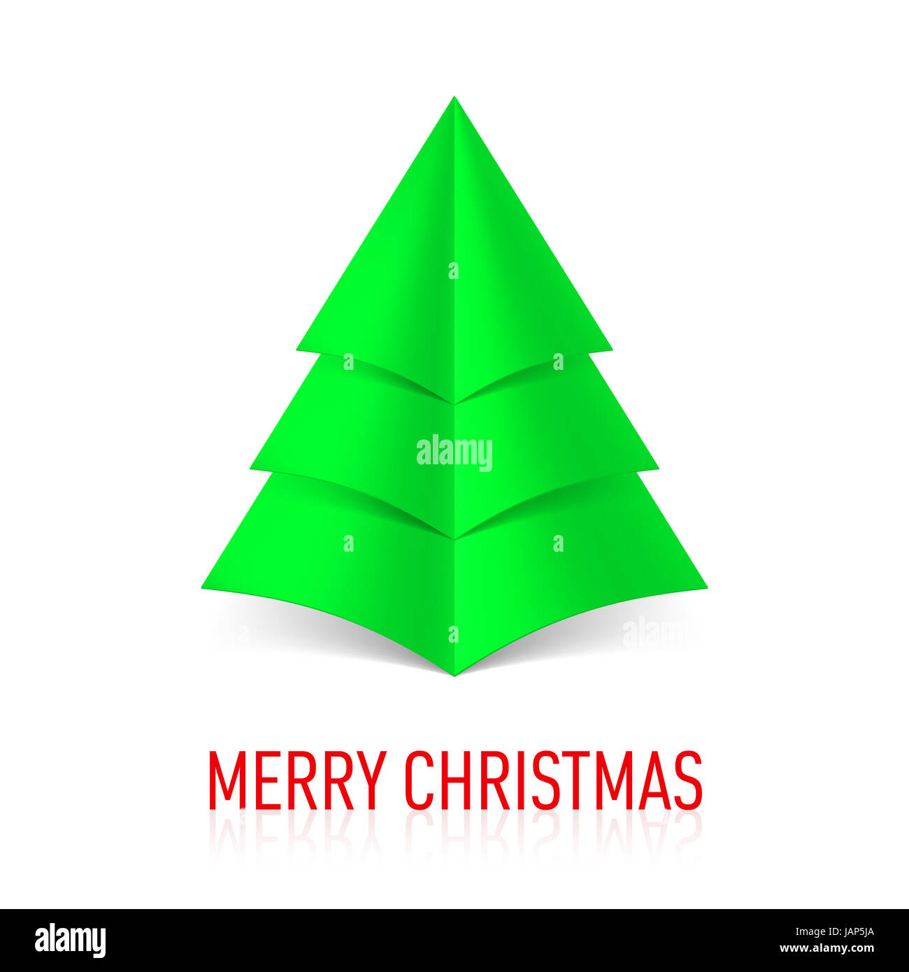 Abstract green paper Christmas tree. Illustration on white background ...