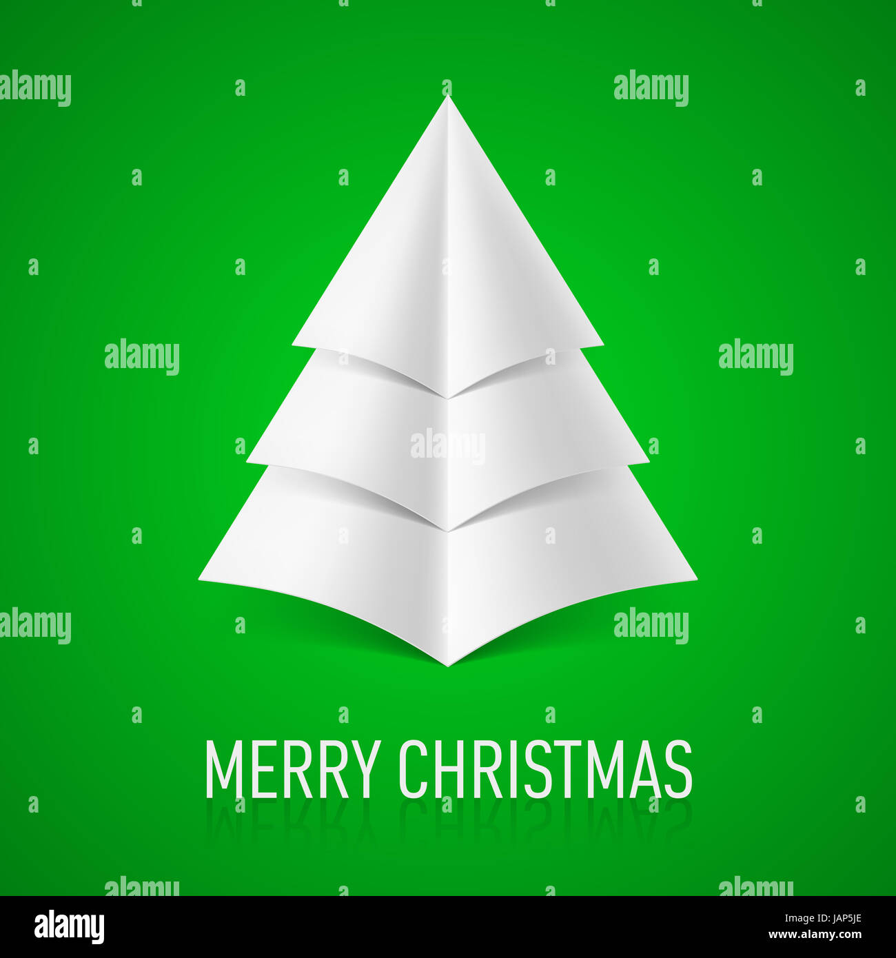 Abstract white paper Christmas tree on green background Stock Photo - Alamy