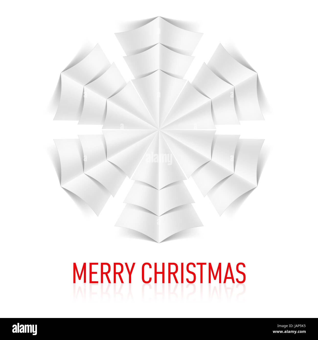 Illustration of paper snowflake on white background. Christmas card ...