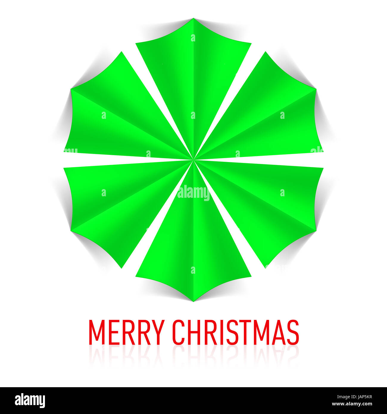 Illustration of green paper snowflake on white background. Christmas ...