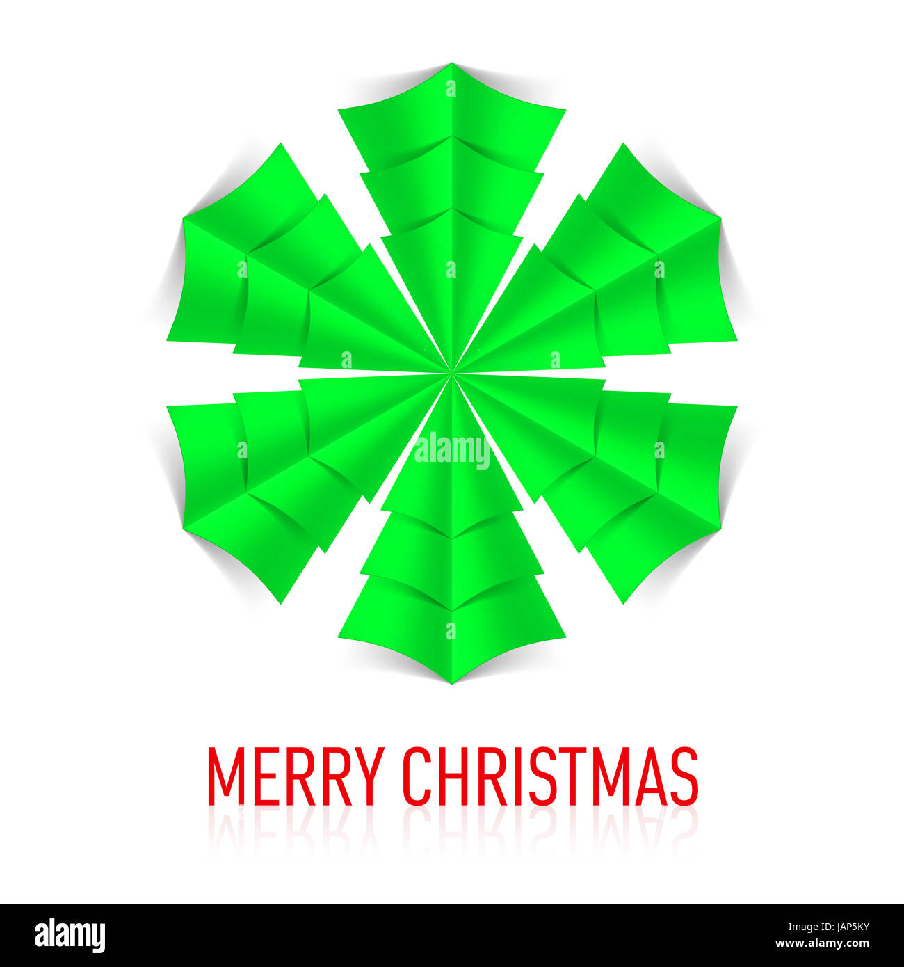 Green paper snowflake on white background. Greeting card Stock Photo ...