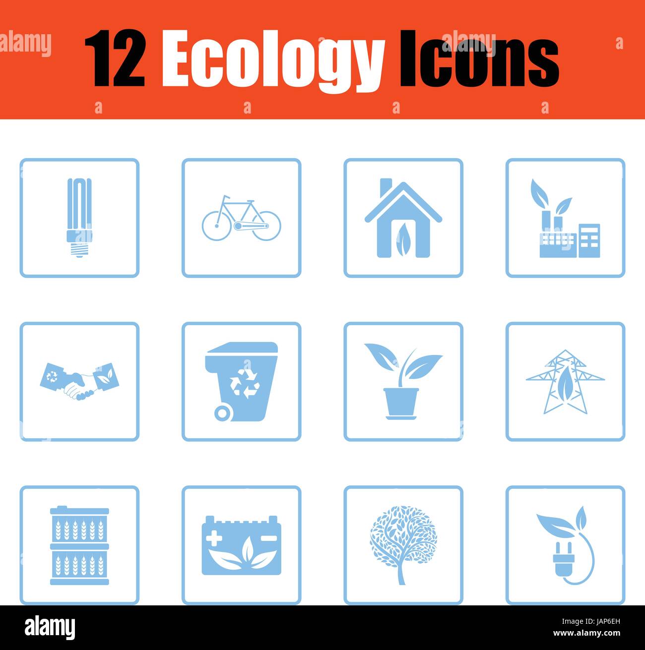 Ecology icon set. Blue frame design. Vector illustration Stock Vector ...