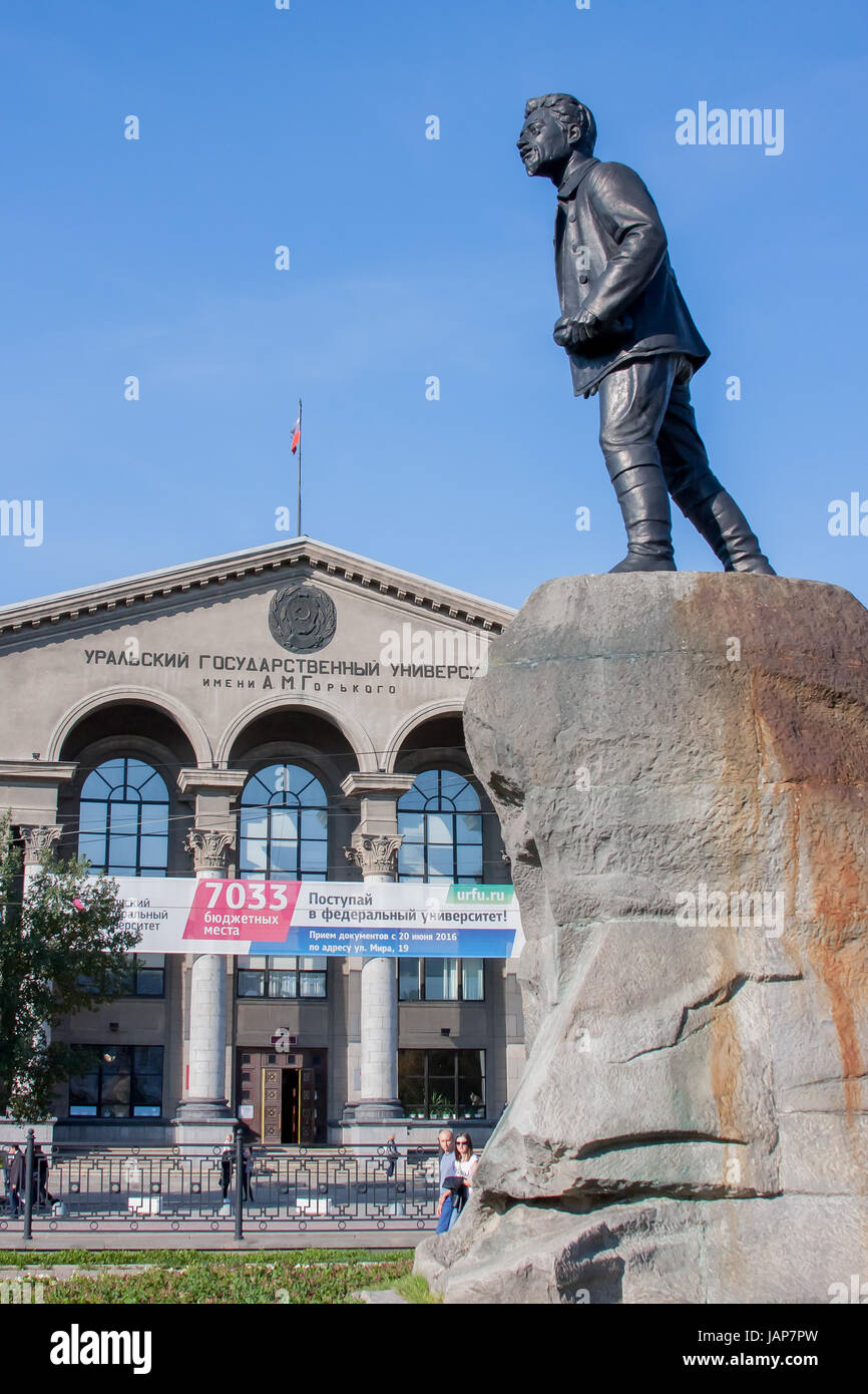 Yekaterinburg, Russia - September 24.2016: Monument to Sverdlov, Lenin Avenue Stock Photo