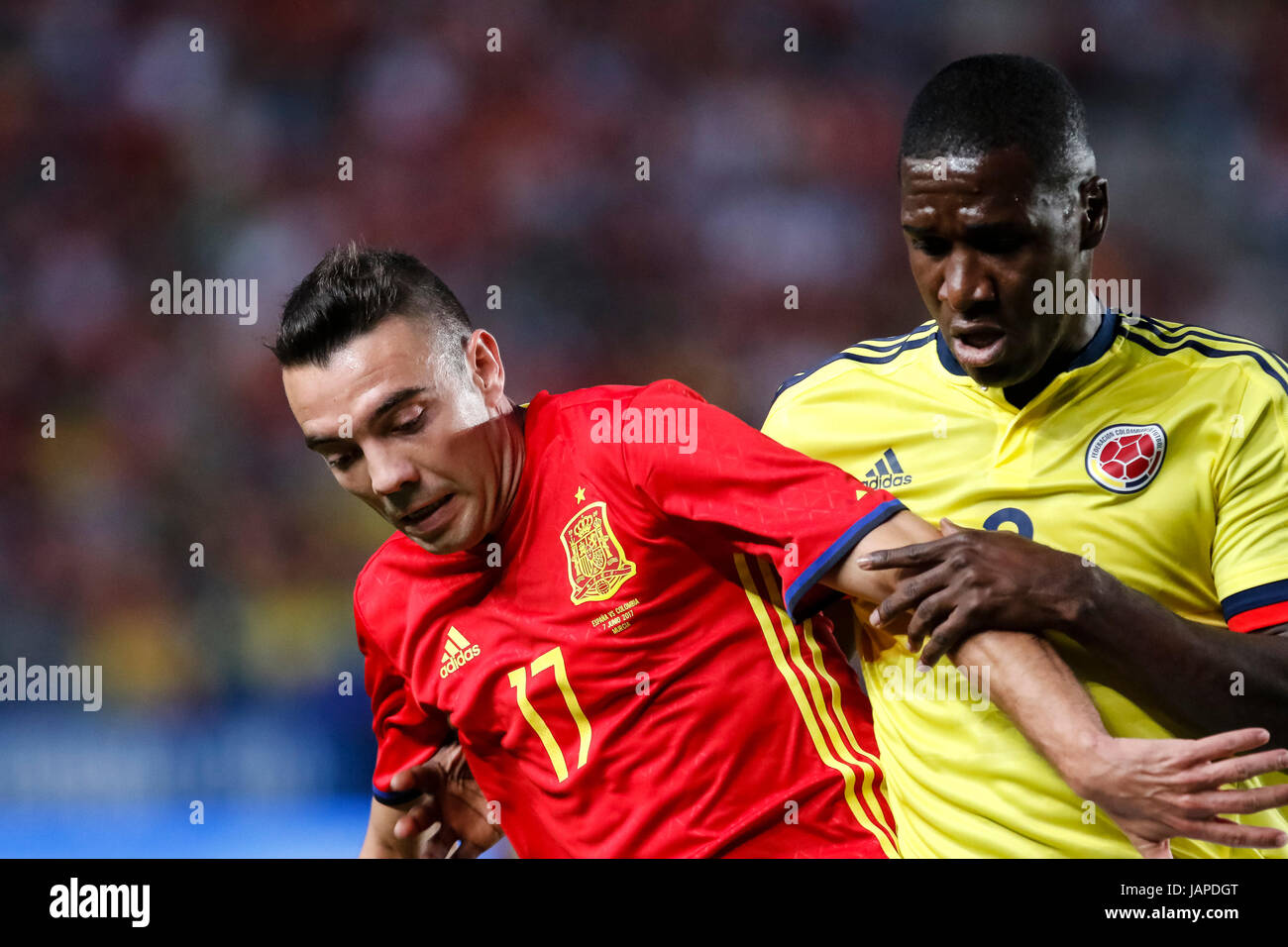 Murcia, Spain. 7th June, 2017. International friendly match between National Football Team of Spain and Colombia at Nueva Condomina Stadium in Murcia. © ABEL F. ROS/Alamy Live News Stock Photo