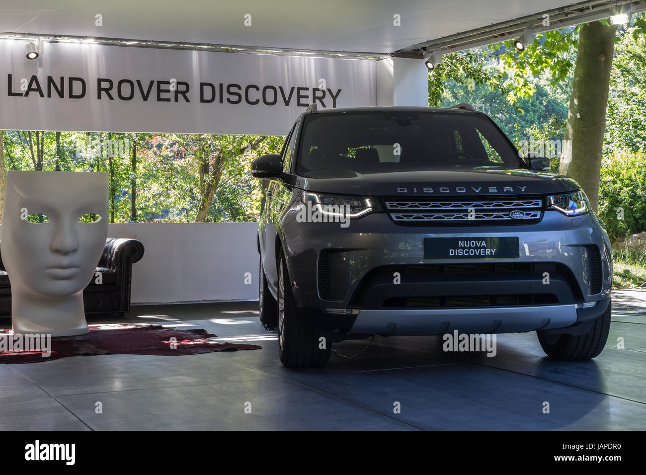 Turin, Italy, 7th June 2017. A Land Rover Discovery. Third edition of Parco Valentino car show hosts cars by many automobile manufacturers and car designers inside Valentino Park in Torino, Italy. Stock Photo
