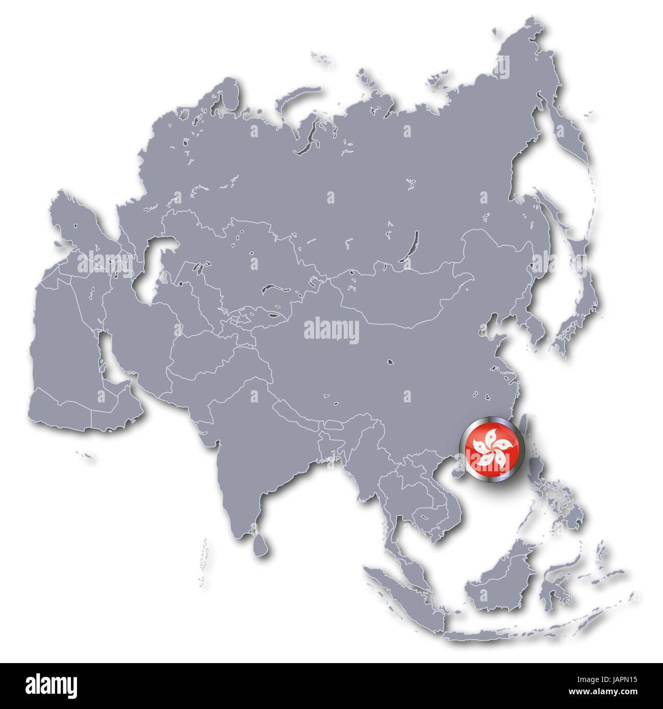 asia map with hong kong Stock Photo