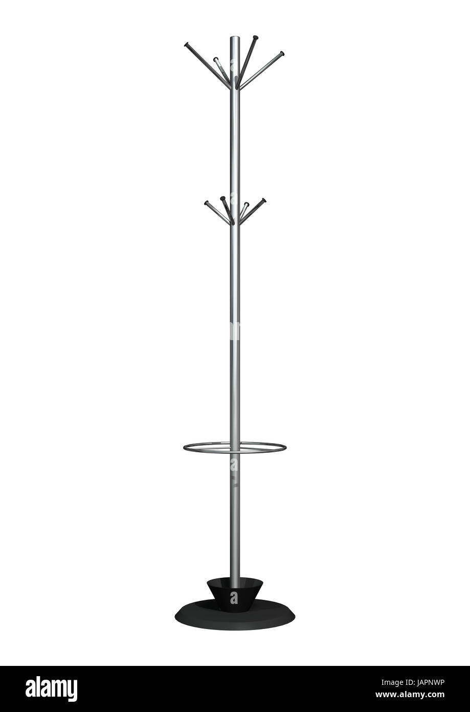 3D digital render of a coat rack isolated on white background Stock ...