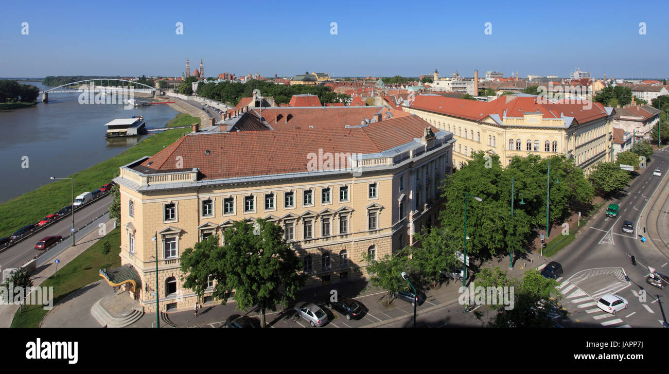 Hungary, Szeged, panoramic view, Tisza River, Stock Photo