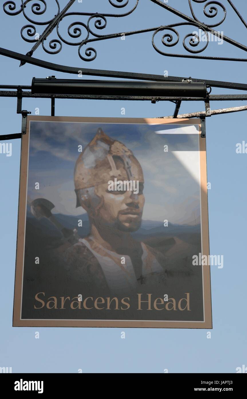 Sign of The Saracens Head, Towcester, Northamptonshire Stock Photo