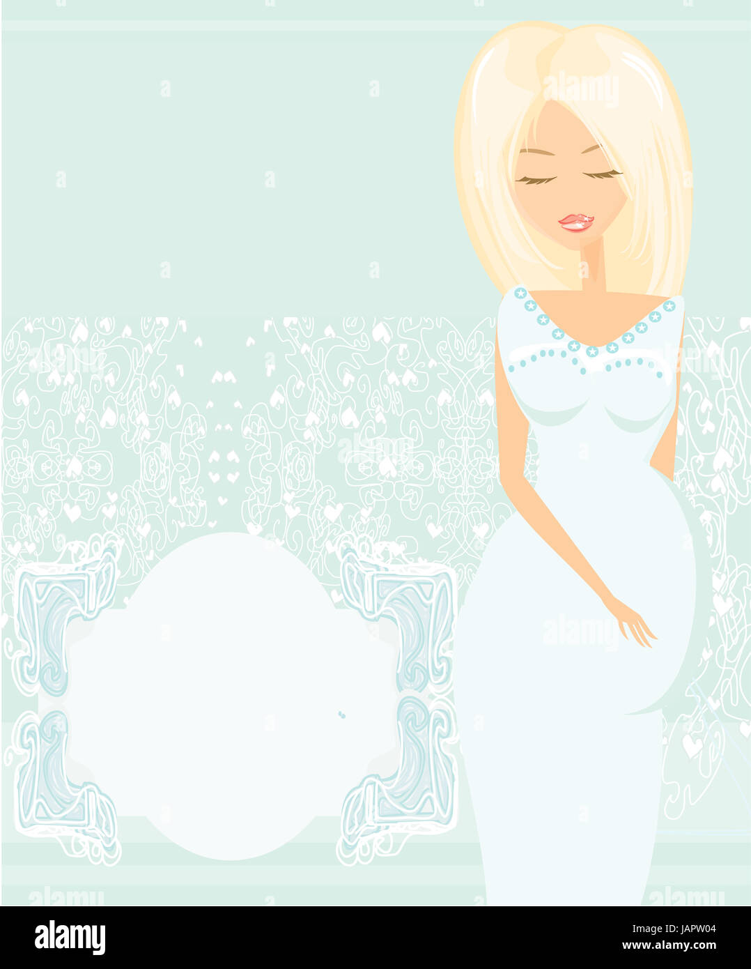 happy pregnant woman, baby shower card Stock Photo Alamy