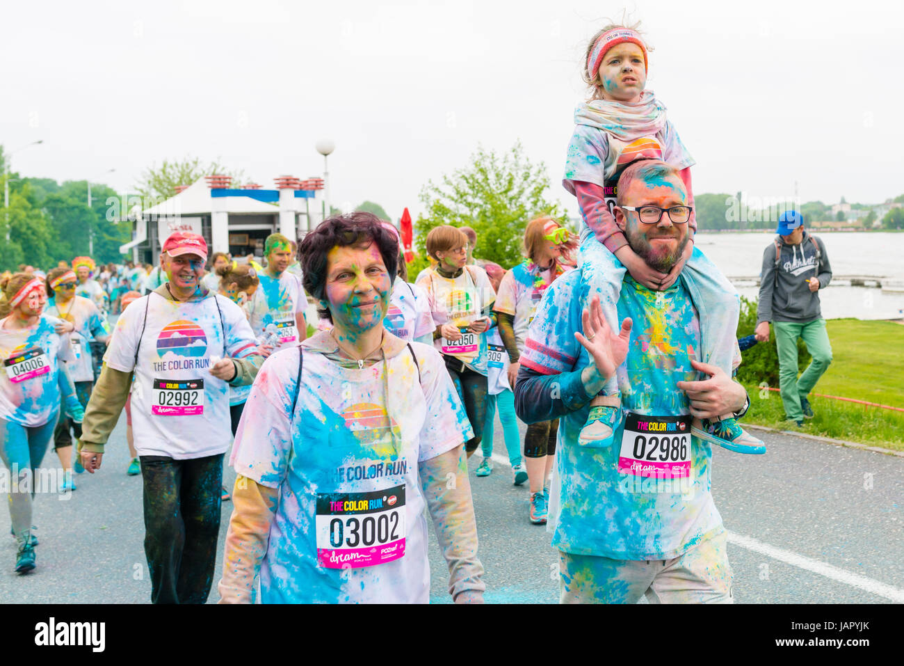Poznan, Poland - May 20, 2017: Happy people participating in the Color ...