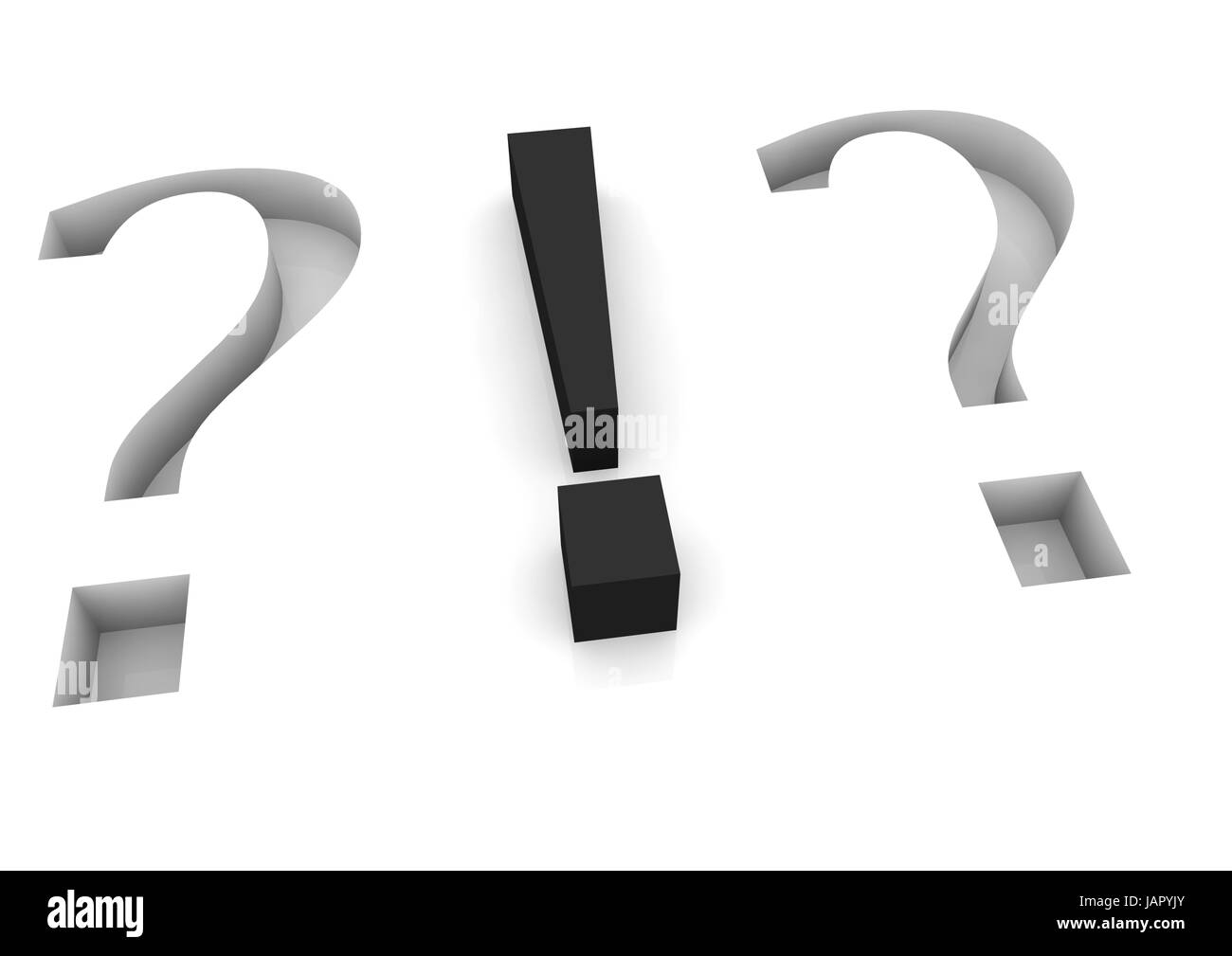 one questions mark with exclamation marks in black and relief Stock