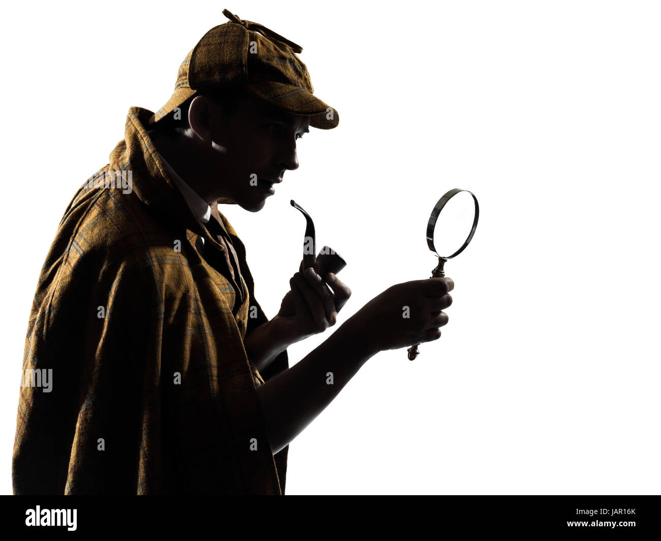 Sherlock Holmes Silhouette In Studio On White Background Stock Photo Alamy Sherlock Holmes Silhouette In Studio On White Background Stock Photo Alamy