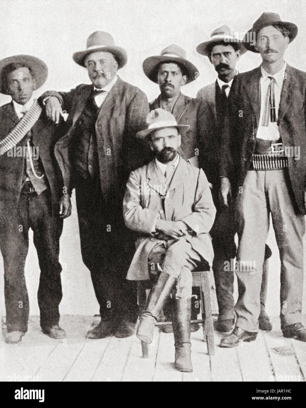 Francisco Ignacio Madero González (seated), 1873– 1913. Mexican statesman, writer, revolutionary and the 33rd president of Mexico.  From Hutchinson's History of the Nations, published 1915. Stock Photo
