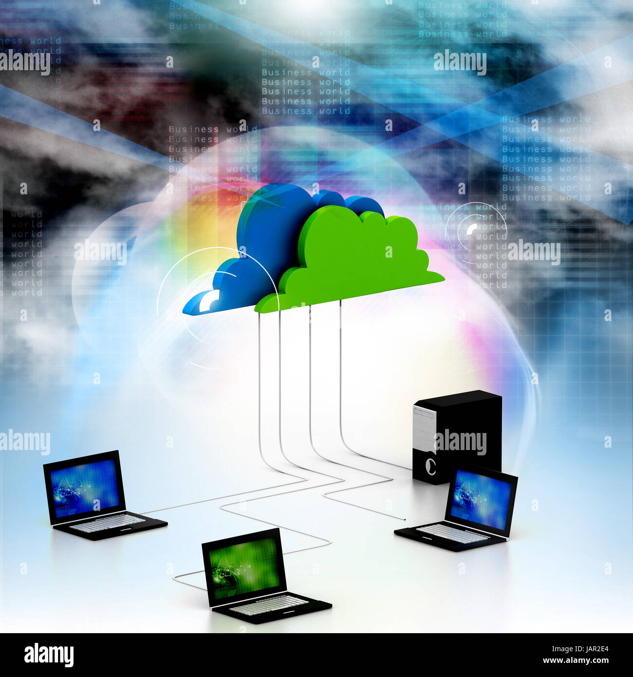 Digital illustration of Cloud computing devices Stock Photo - Alamy