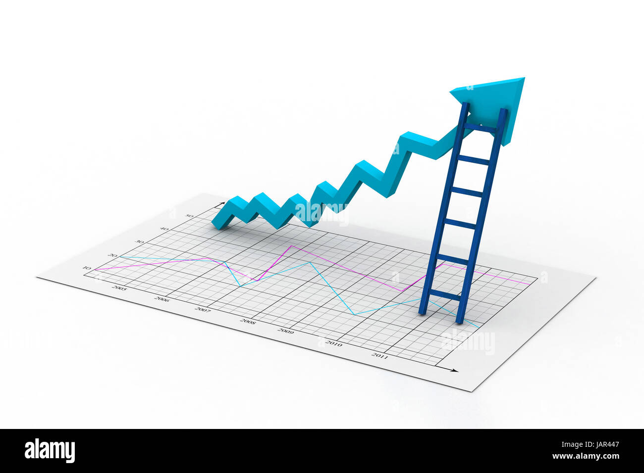 business graph with ladder Stock Photo Alamy