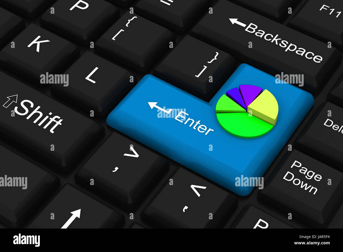 Colorful pie chart on enter key Stock Photo Alamy