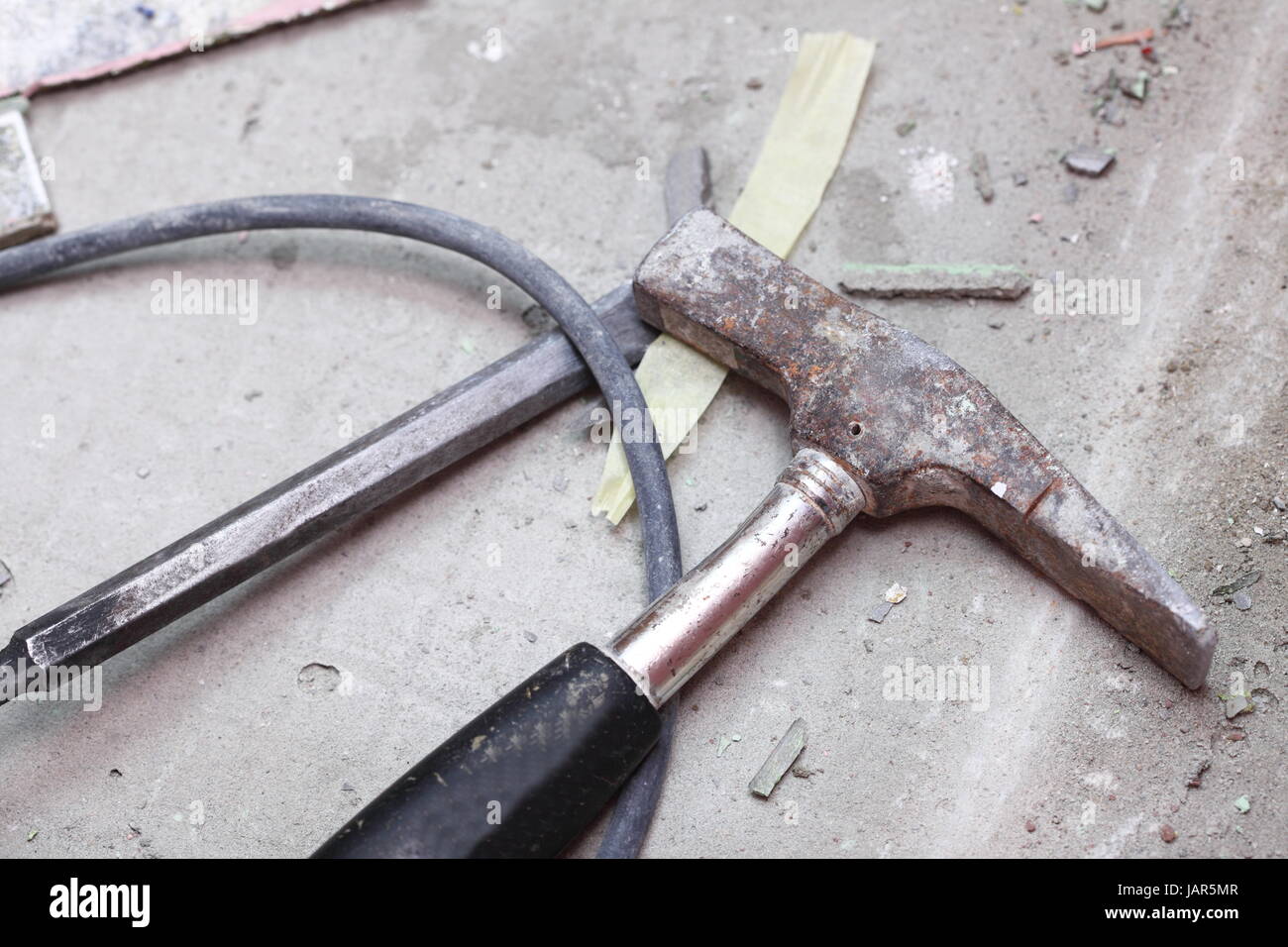 demolition hammer mason manual work floor tool worker Stock Photo Alamy