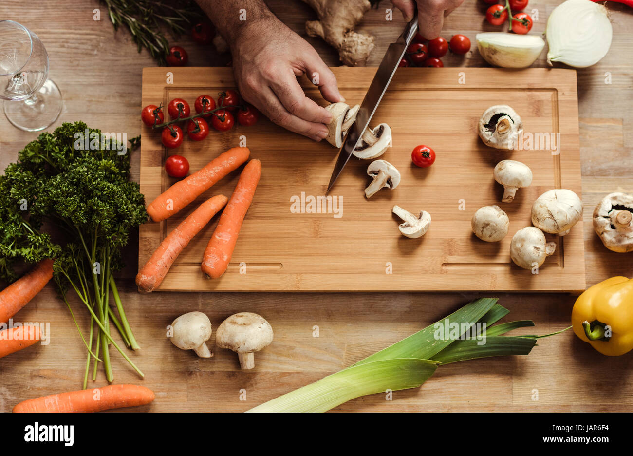 Man preparing vegan food Stock Photo