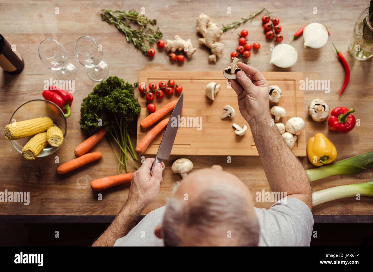 Man preparing vegan food Stock Photo