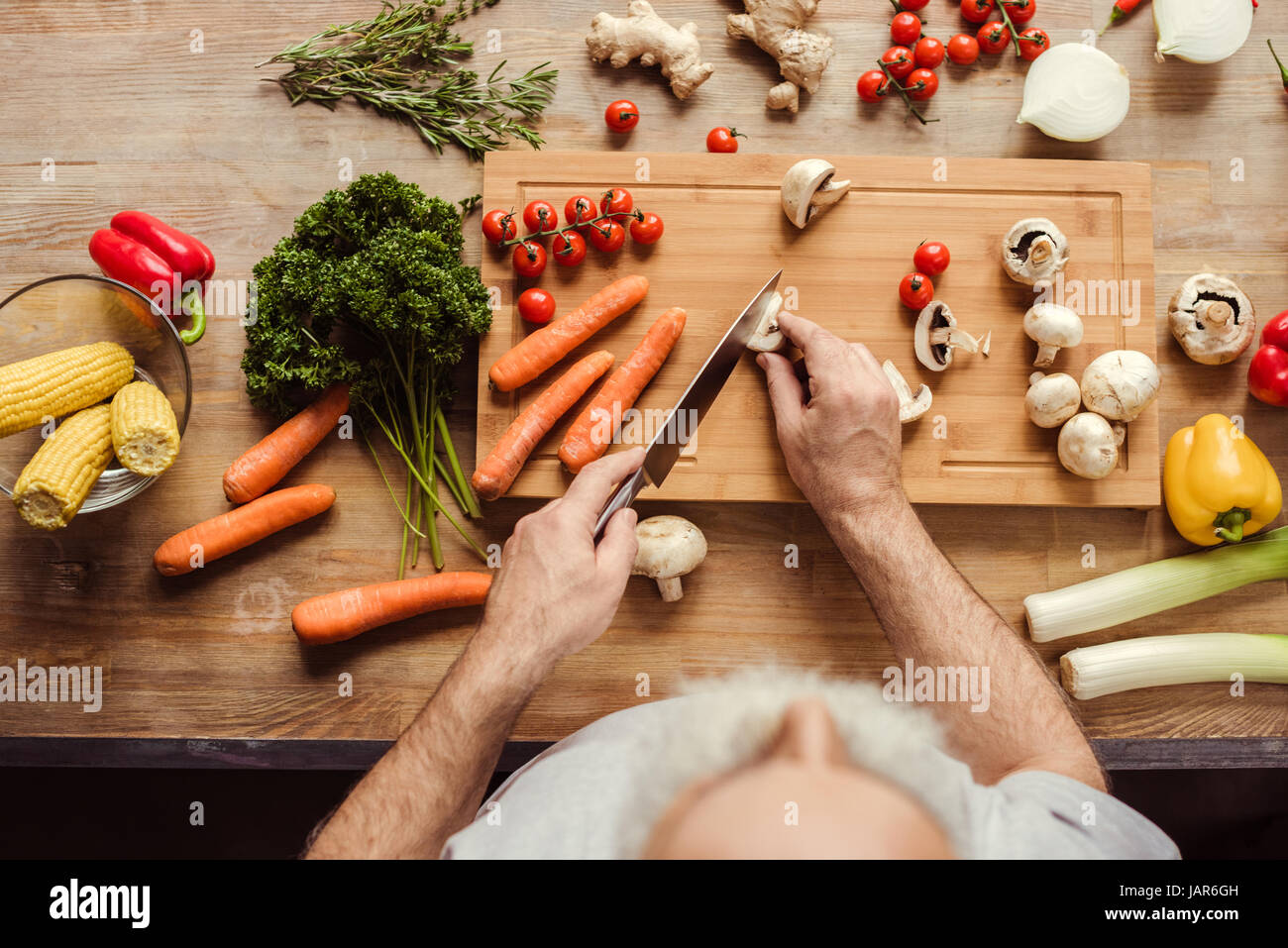 Man preparing vegan food Stock Photo