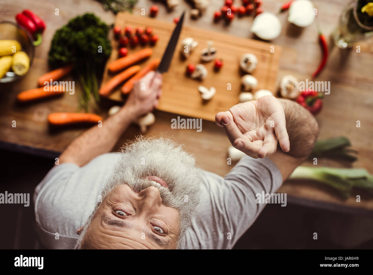 Man preparing vegan food  Stock Photo