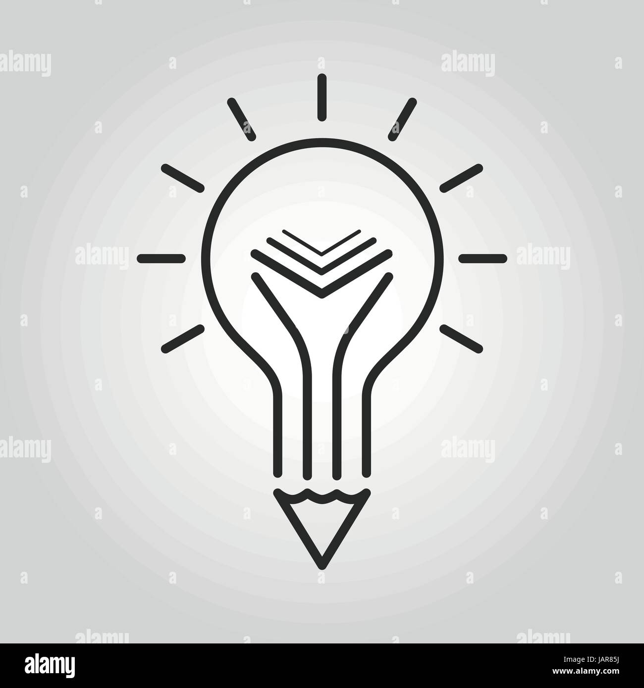 Creative education icon. Light bulb pencil and book symbol. Vector
