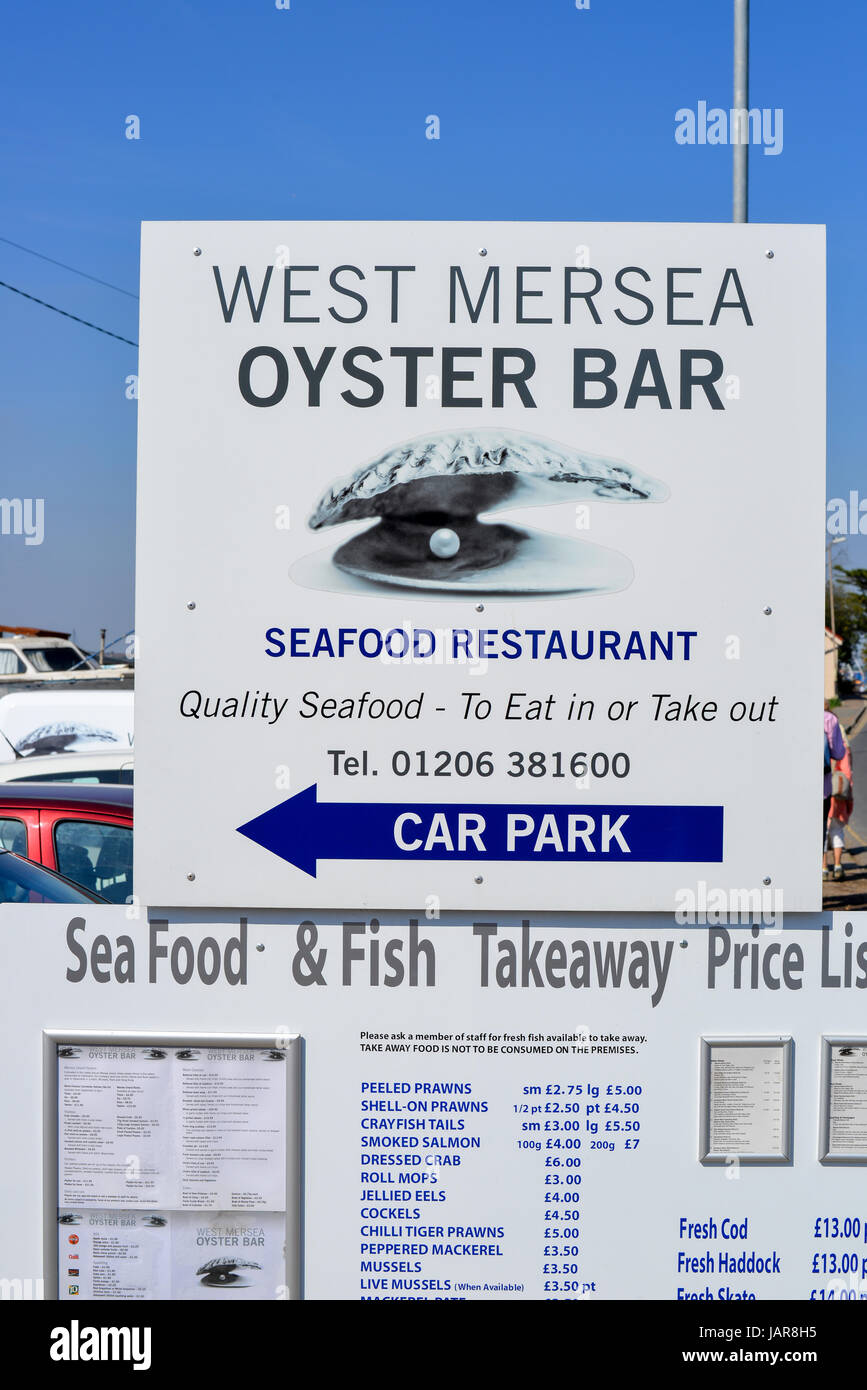 West Mersea Oyster Bar Menu Stock Photo Alamy
