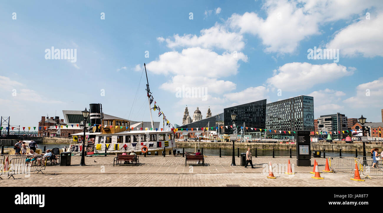 View across Canning Dock to Liverpool City and Museums UK Stock Photo