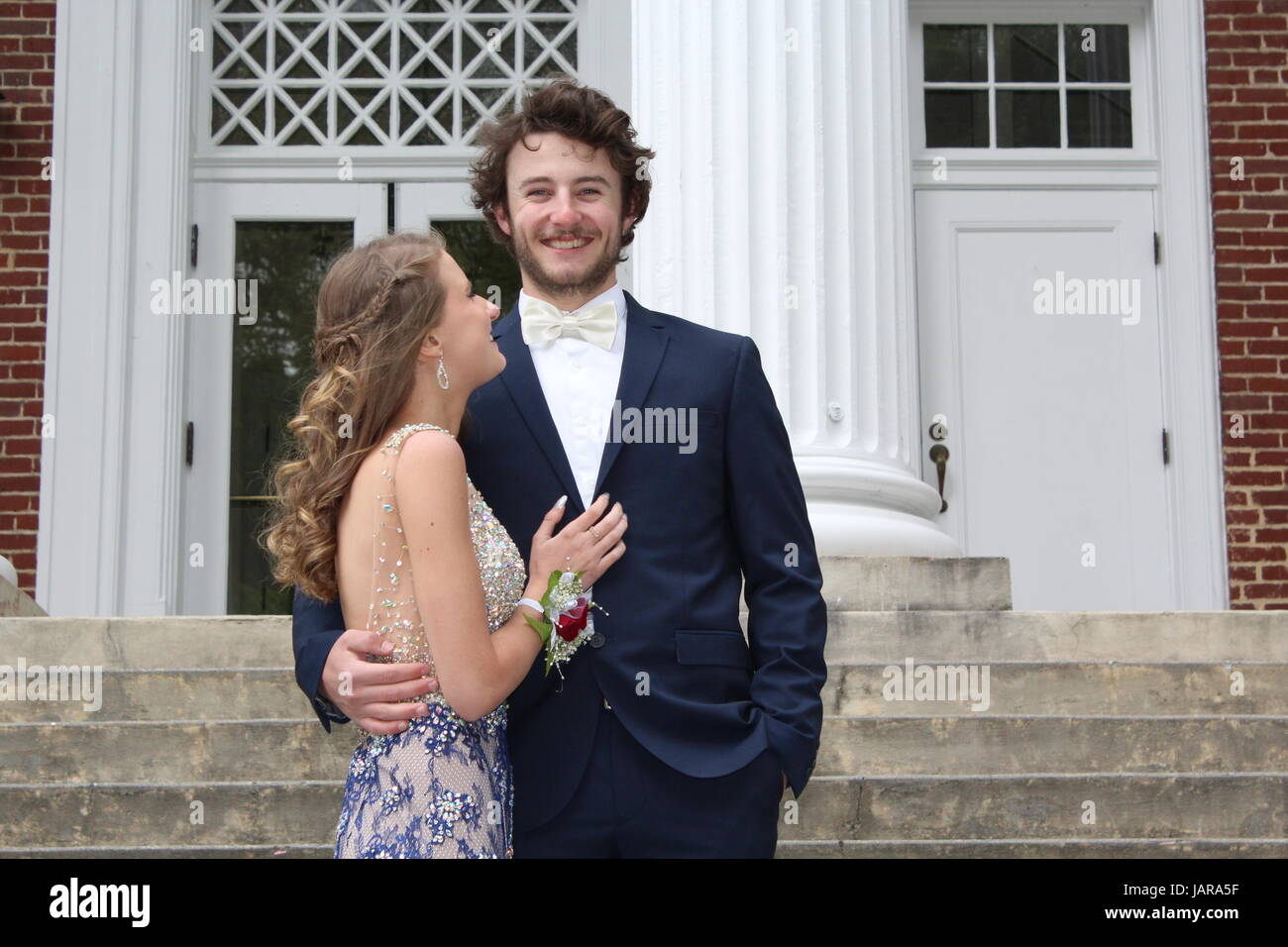 Young Couple Going To High School Prom Stock Photo