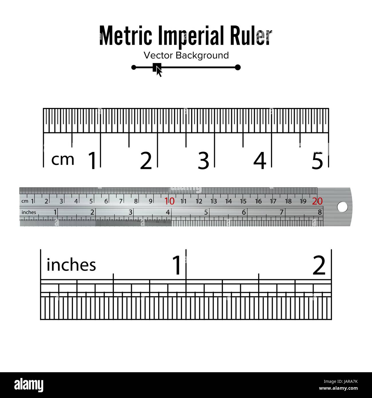 Metric Imperial Rulers Vector. Centimeter And Inch. Measure Tools