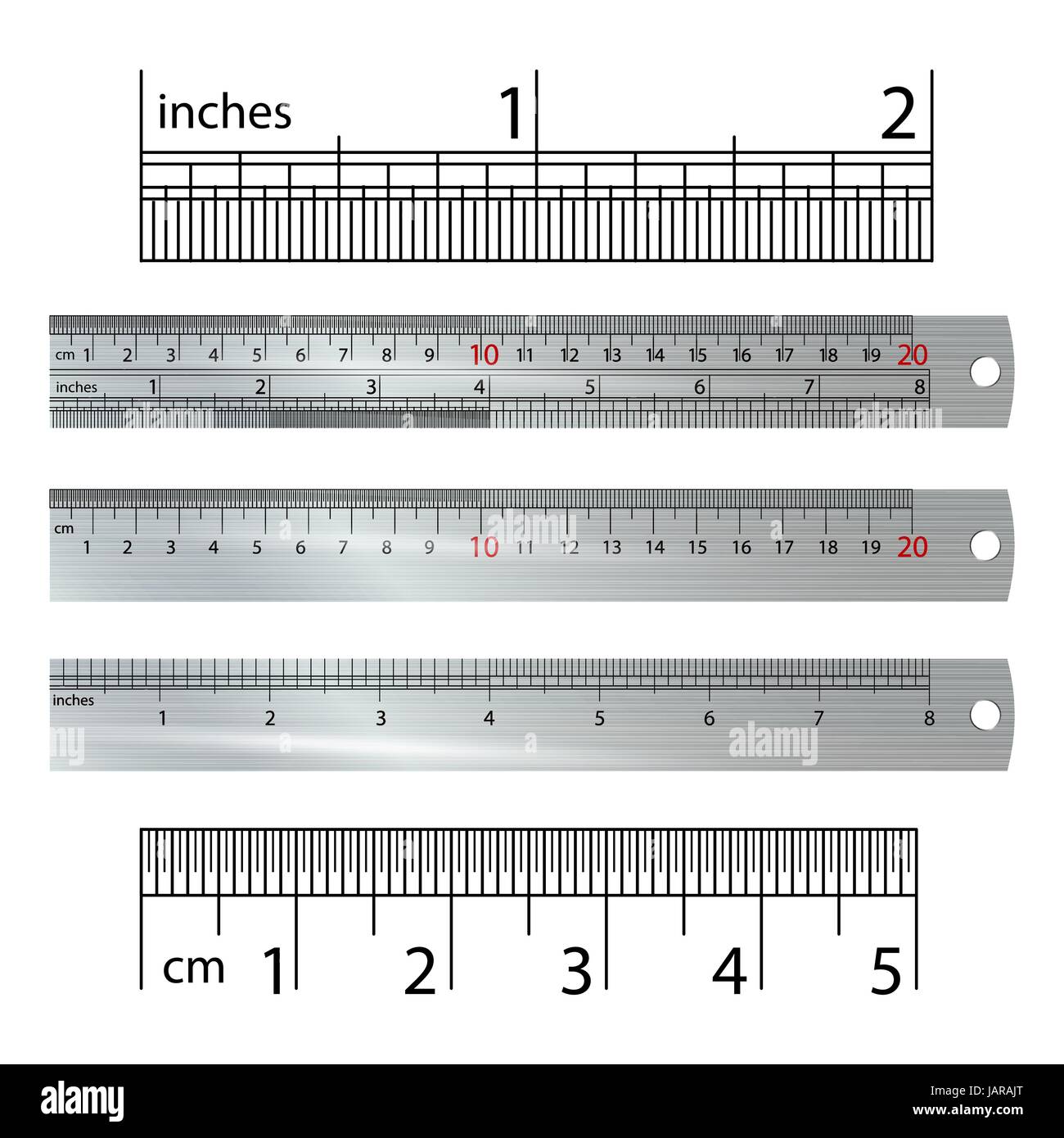 Metric Imperial Rulers Vector. Centimeter And Inch. Measure Tools
