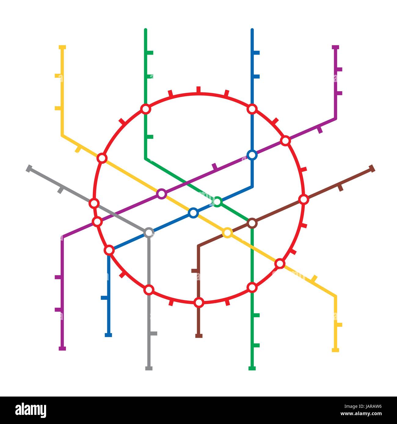 Metro Map Vector. Subway Map Design Template. Colorful Background With Stations. Stock Vector