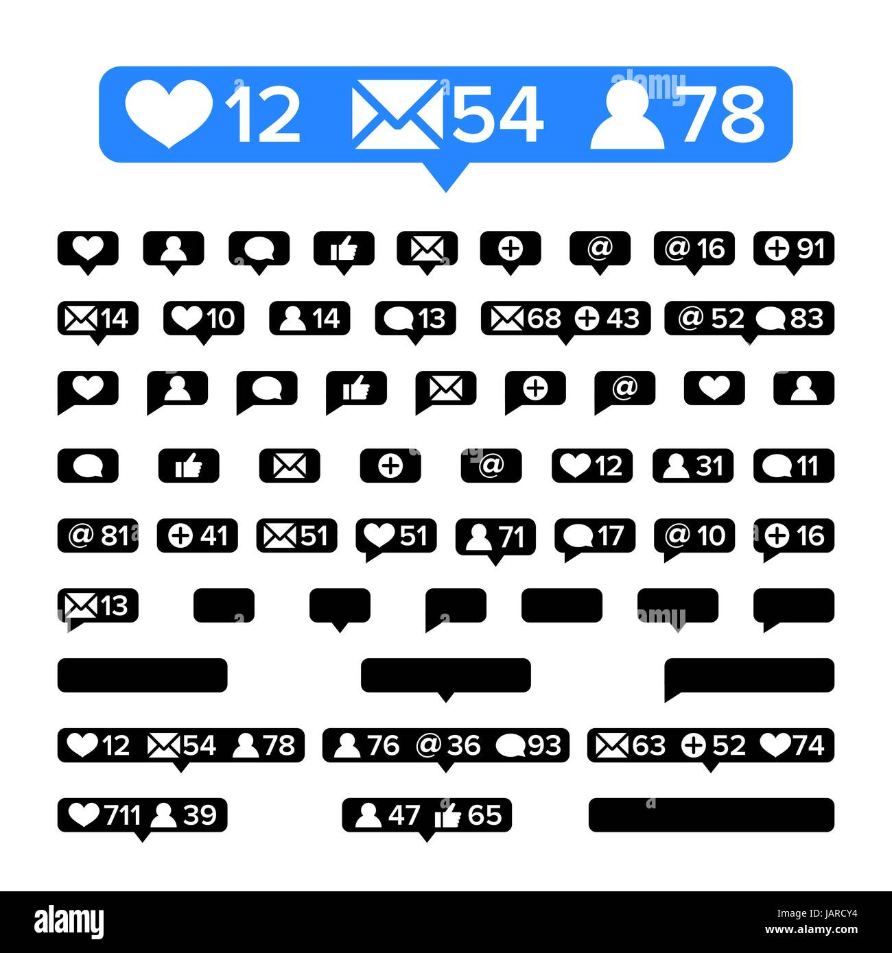 notifications icons template vector bubble notification icon set