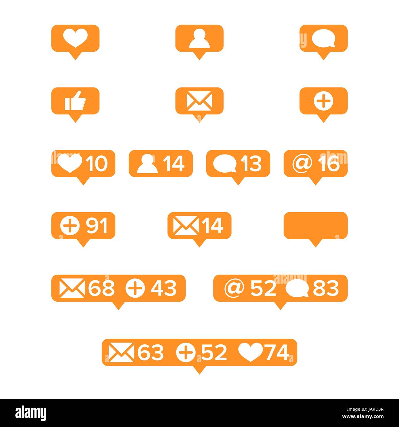Notifications Icons Template Vector. Social network app symbols of ...