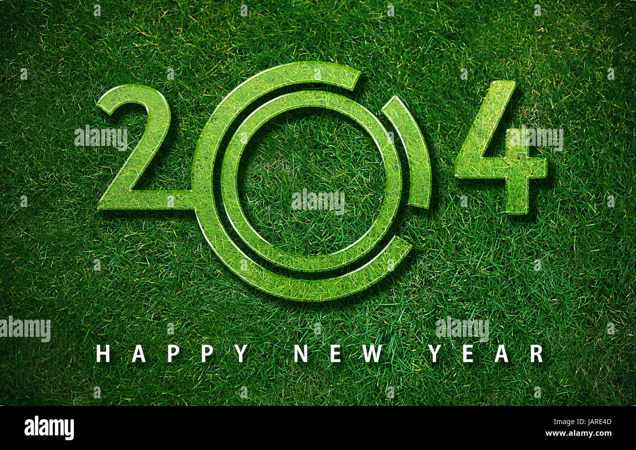 Happy new year 2014, with ecology concept for 2014 year, the same concept available for 2015, 2016 and 2017 year. Stock Photo