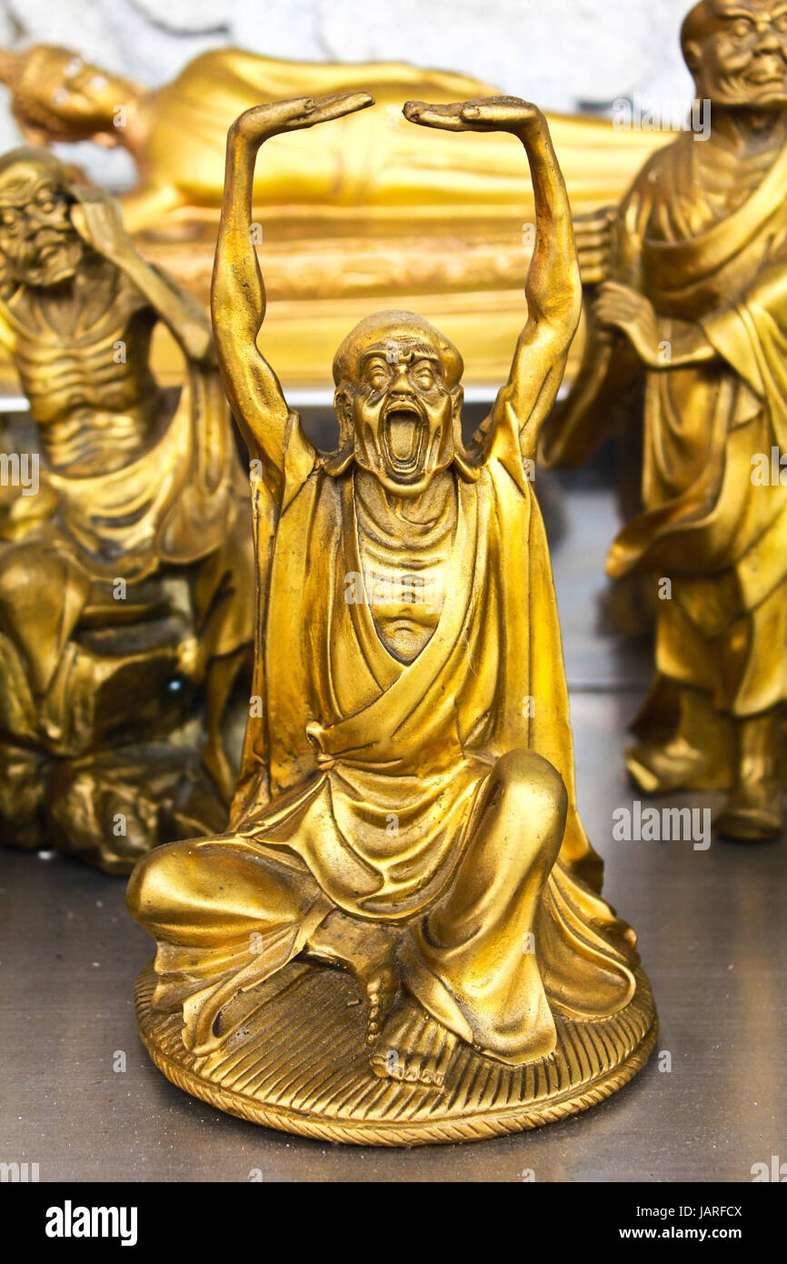Traditional Chinese Gods in Temple , Thailand. Stock Photo