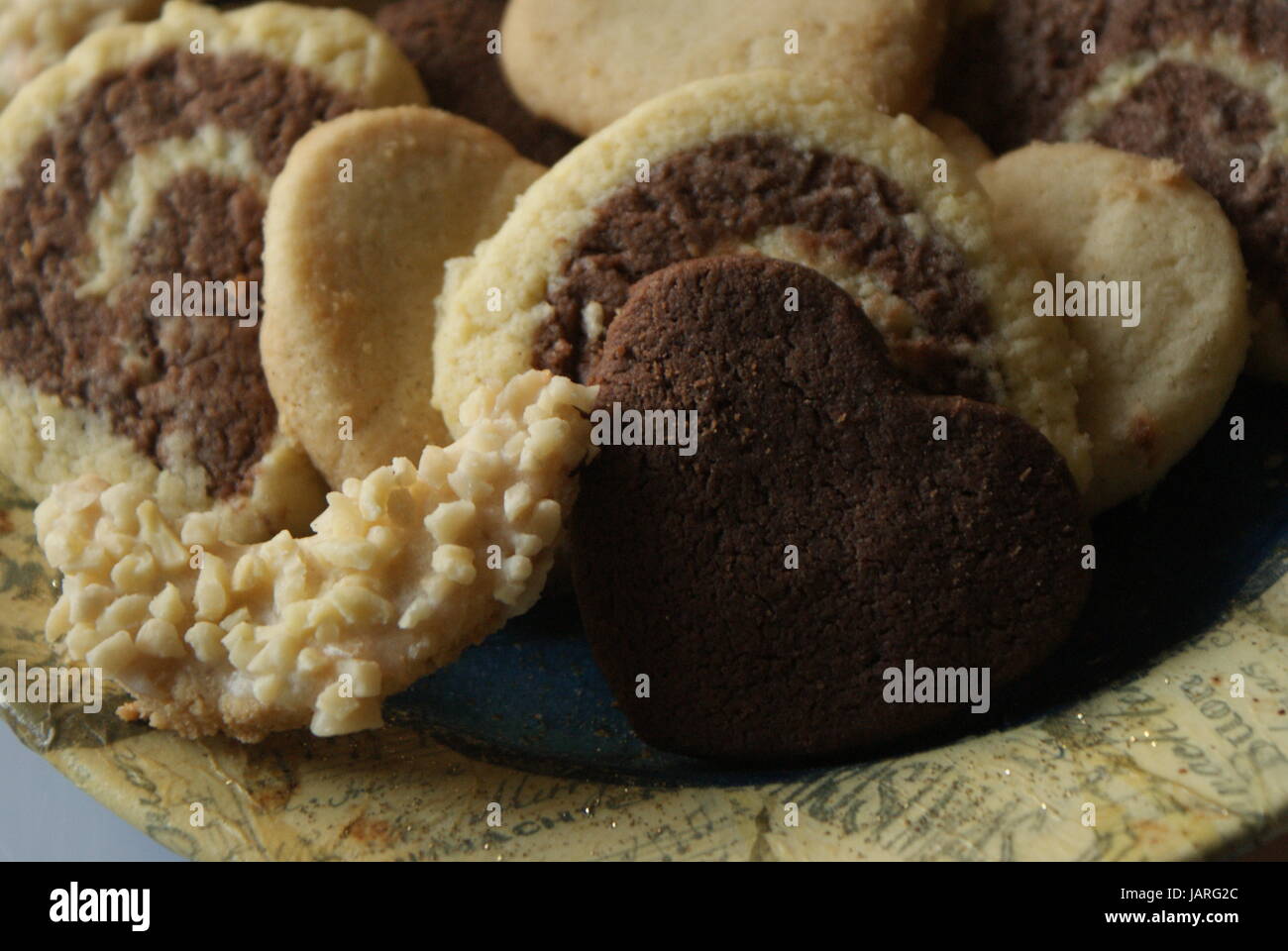 chocolate cookies in heart shape Stock Photo
