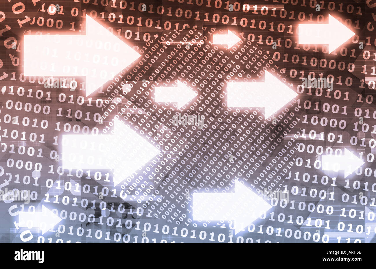 Binary Data Stream with Arrows on Digital Abstract Stock Photo