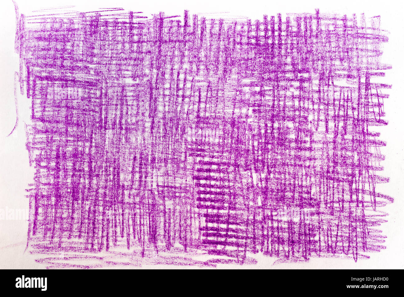 violet crayon drawings on white paper background texture Stock Photo