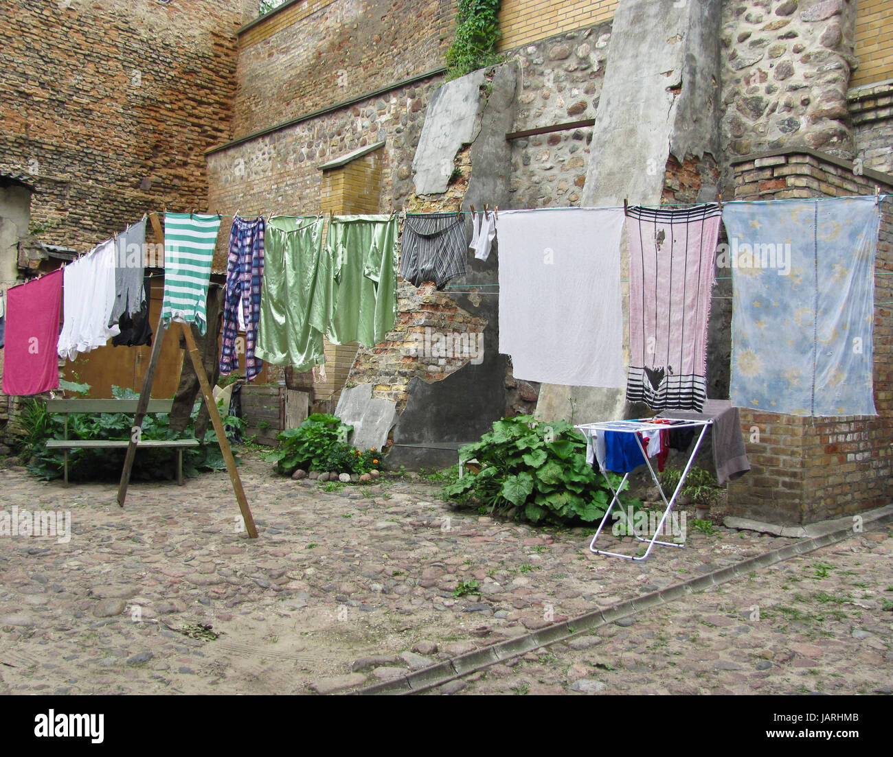 Dry linen in the old town Stock Photo - Alamy