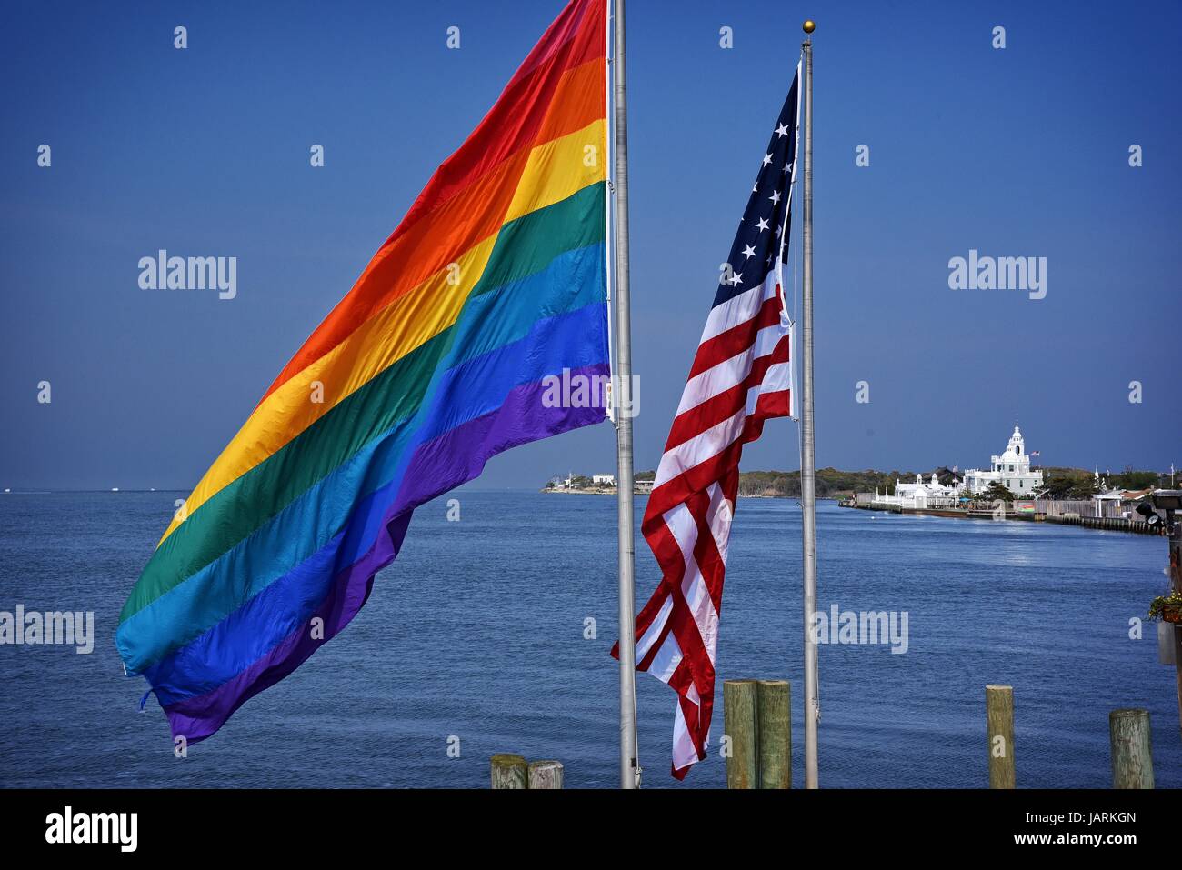 Cherry Grove Fire Island New York NY ferry dock at this world famous