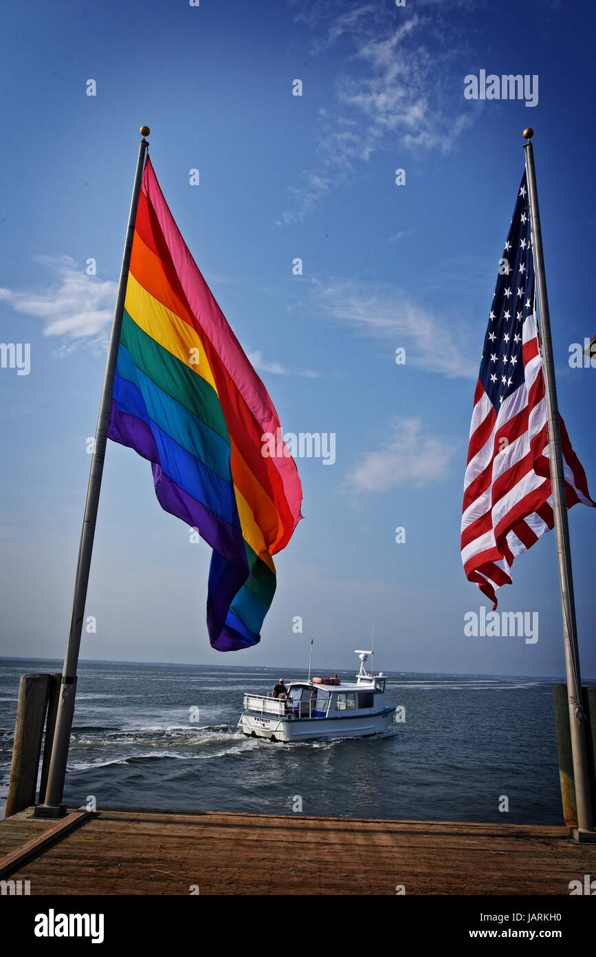 Cherry Grove Fire Island New York NY ferry dock at this world famous