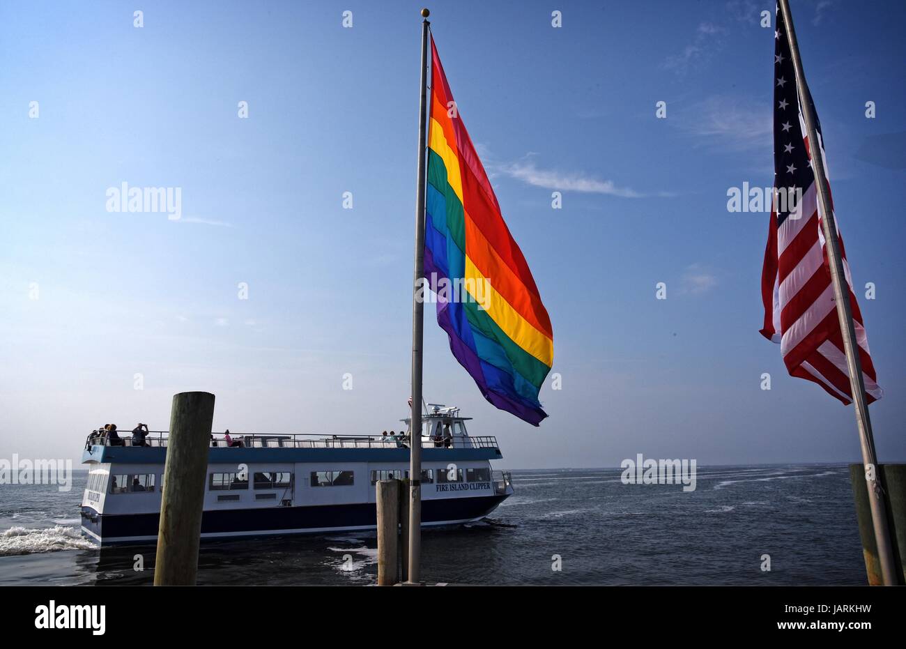 Cherry Grove Fire Island New York NY ferry dock at this world famous
