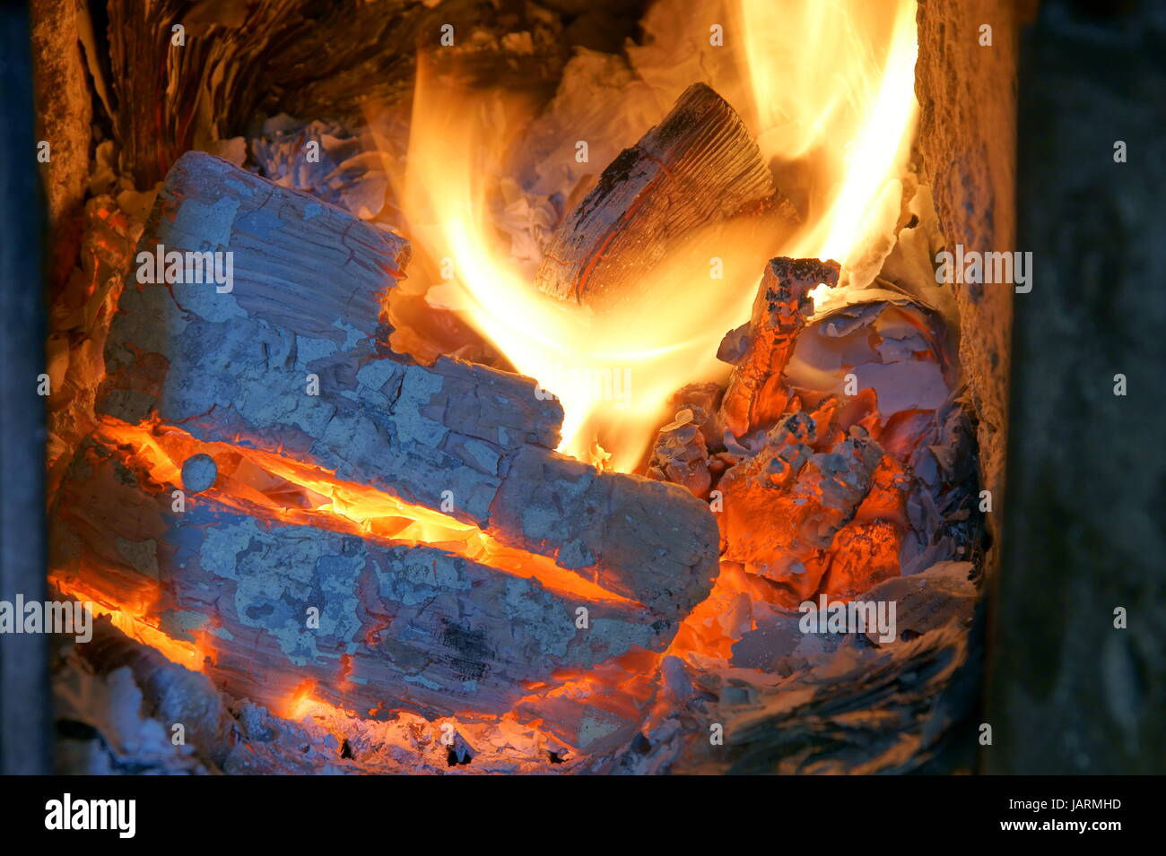 Old fireplace, stove, fire Stock Photo Alamy