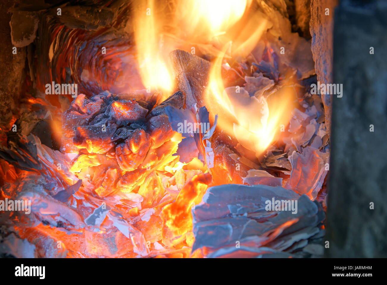 Old fireplace, stove, fire Stock Photo Alamy