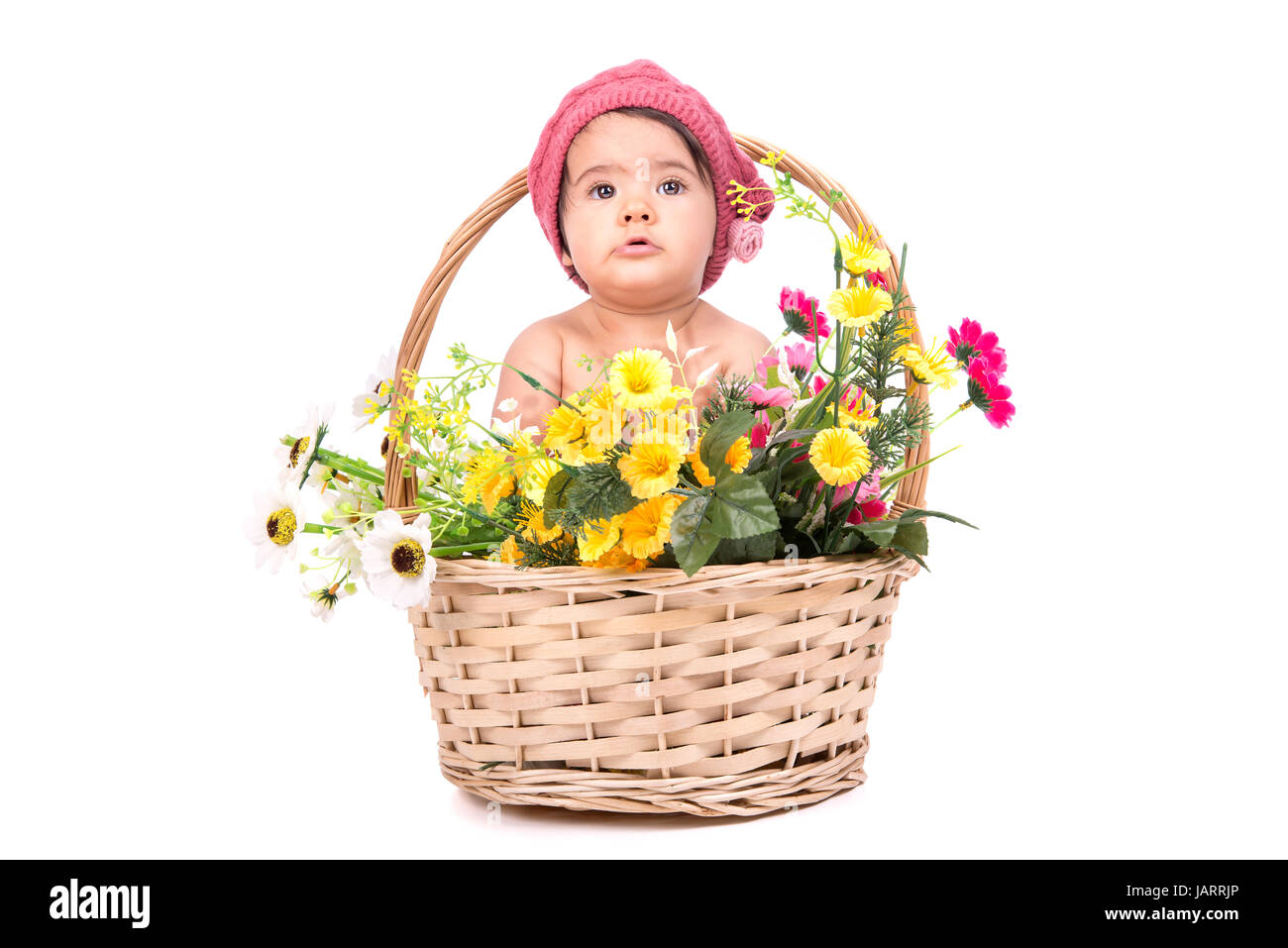 Baby holding basket sale